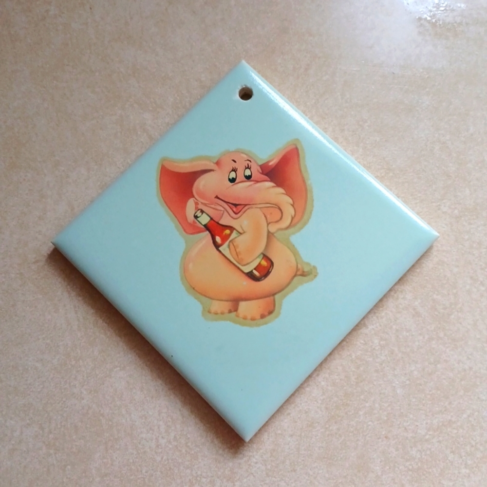 Retro Tile Pink Elephant MCM